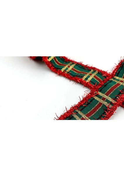 5 Mt. Yılbaşı Kurdele 2.5 cm Kırmızı Saçaklı Dokuma Yılbaşı Kurdelesi Süsleme Noel Yılbaşı Süs fırsatları