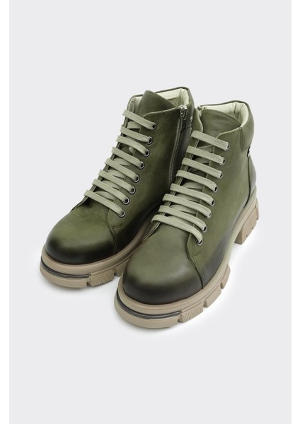 Hakiki Deri Fermuarlı Bağcıklı Kadın Bot fiyatları