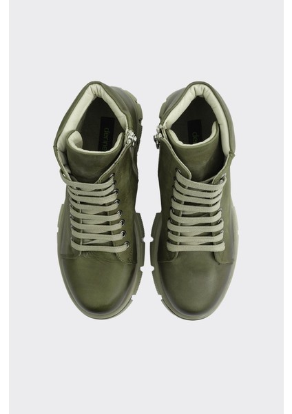 Hakiki Deri Fermuarlı Bağcıklı Kadın Bot modelleri