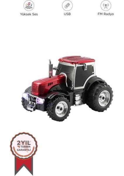 D42 Kırmızı Traktör Tasarım Usb/fm Radyo Bluetooth Hoparlör Speaker