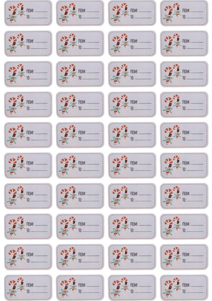 Yılbaşı Yazılabilir Sticker Seti, Baston Şeker Tema Yeni Yıl Hediye & Paket Etiketi, 40 Adet-7x3.7cm