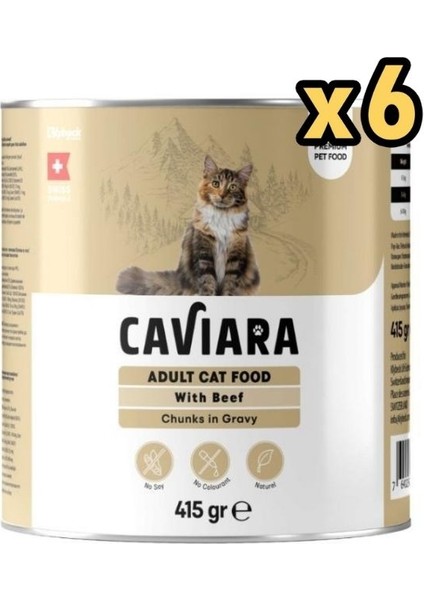 Sos Içinde Et Parçacıklı Dana Eti Yetişkin Kedi Konservesi 415 gr x 6 Adet