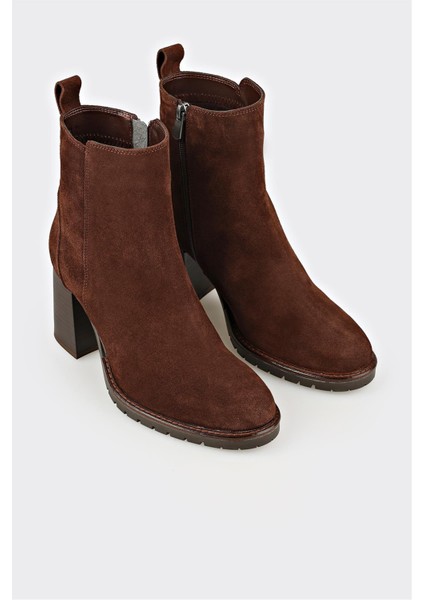 Kahve Deri Kadın Orta Topuk Bot fiyatları