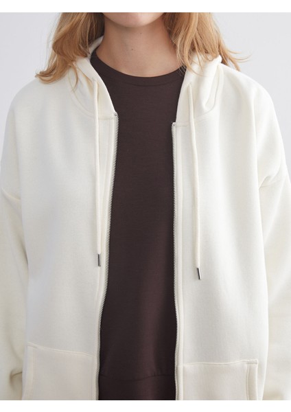 Yeni Sezon Kapüşonlu Oversize Kadın Kalın Fermuarlı Sweatshirt modelleri