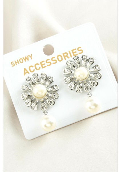 Wizard Papatya Trend Inci Küpe-Gümüş Rengi