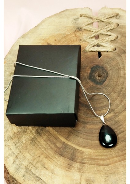 Onix Kuvars Doğal Taşı Zincirli El Yapımı Kolye Uç: 2 cm Zincir: 20 cm Kutulu indirimleri