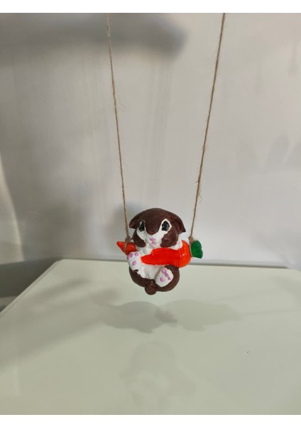 Sallanan Tavşan Dekoratif Biblo Balkon Süsü - Dekoratif Ev Aksesuarı