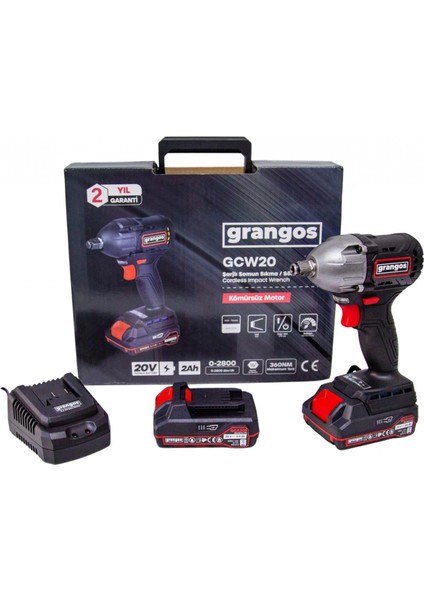 Grangos GCW20-T2 20V 2 Ah Çift Akülü Somun Sıkma