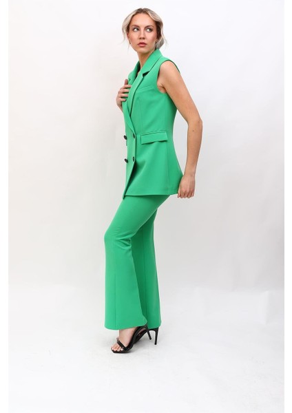 Blazer Yelek & Ispanyol Paça Pantolon-Yeşil modelleri