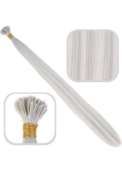 Fiber Sentetik Boncuk Kaynaklık Renkli Saç / Açık Gri / 100 Adet