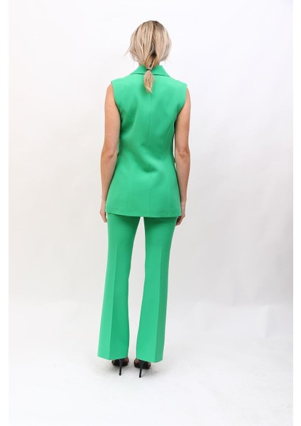 Blazer Yelek & Ispanyol Paça Pantolon-Yeşil indirimleri