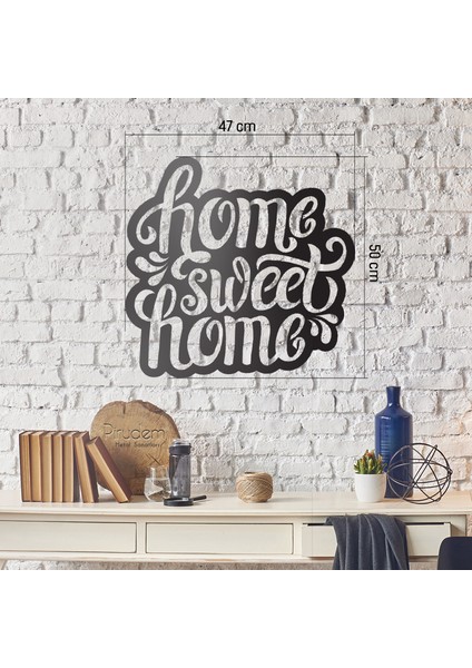 Home Sweet Home - 50X50 cm Metal Duvar Dekoru - Metal Sanatları indirimleri
