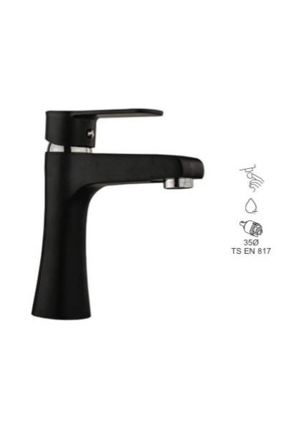 Mars Mix Siyah Lavabo Bataryası Açma Kapama Sıcaksoğuk