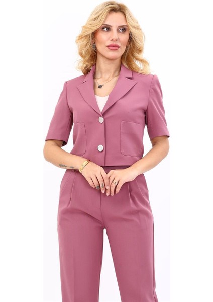 Erkek Yaka Kısa Ceket-Rose