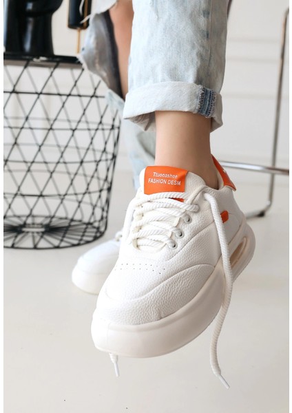 Chris Beyaz Cilt Tcu Detaylı Bağcıklı Spor Ayakkabı