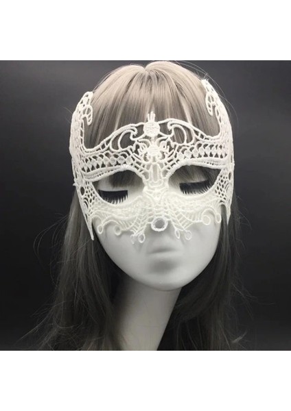 Beyaz Renk Dantel Kesim Balo Maskesi fiyatları