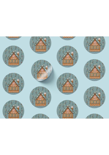 Yılbaşı Gingerbread Ev Sticker Seti, Yeni Yıl Hediye Paket ve Hediye Etiketi, 108 Adet, 33X33 mm modelleri