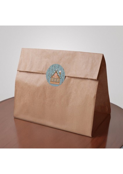 Yılbaşı Gingerbread Ev Sticker Seti, Yeni Yıl Hediye Paket ve Hediye Etiketi, 108 Adet, 33X33 mm fırsatları