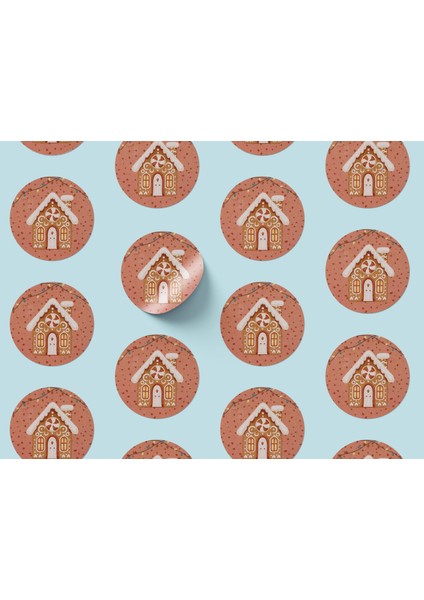 Yılbaşı Gingerbread Ev Sticker Seti, Yeni Yıl Hediye Paket ve Hediye Etiketi, 108 Adet, 33X33 mm indirimleri