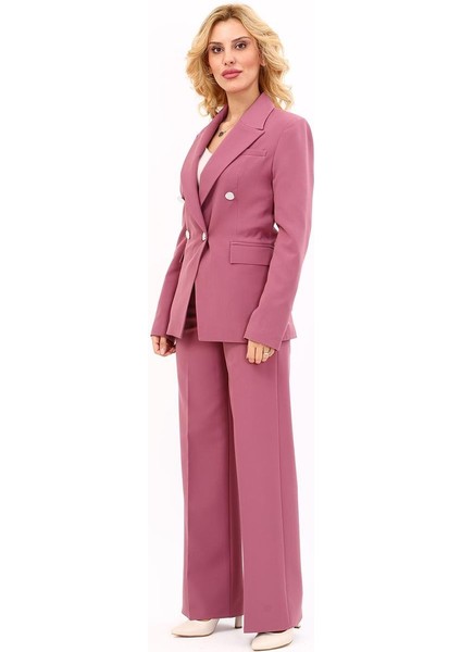 Erkek Yaka Çapraz Ceket & Bol Paça Pantolon-Rose fiyatları