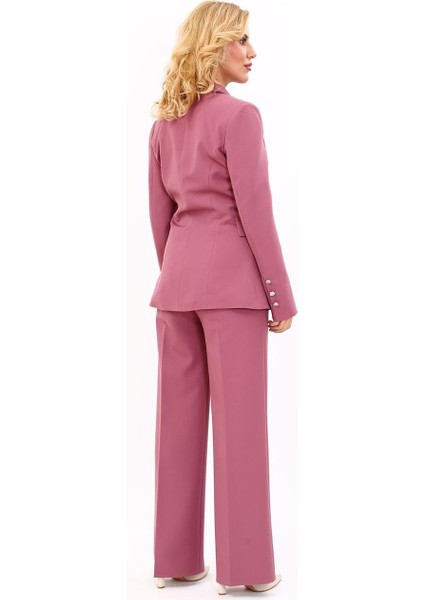 Erkek Yaka Çapraz Ceket & Bol Paça Pantolon-Rose modelleri