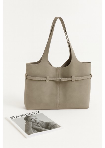 Lüks Suet Omuz Çantası Yavrulu – Çift Saplı Şık Tasarım