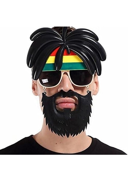 Rasta Peruklu Rasta Sakallı Bob Marley Bıyıklı Parti Gözlüğü 27X18 cm