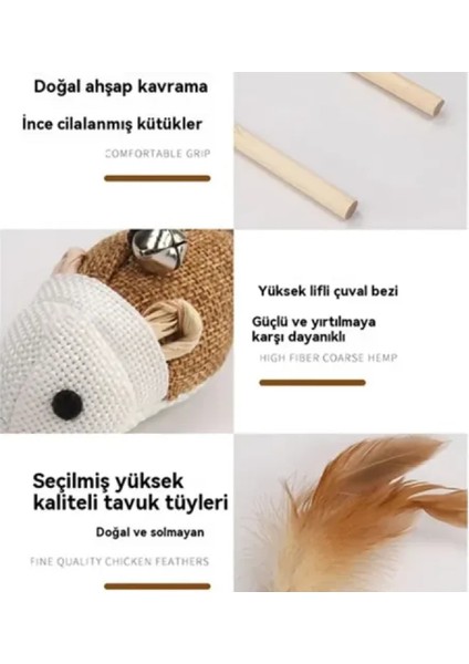 Doğal Jut Fare Sembollü Kedi Oltası modelleri