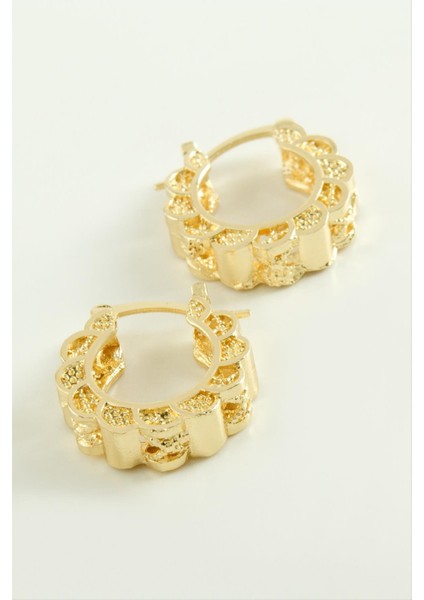 Wizard Çiçek Kilitli Halka Küpe-Sarı