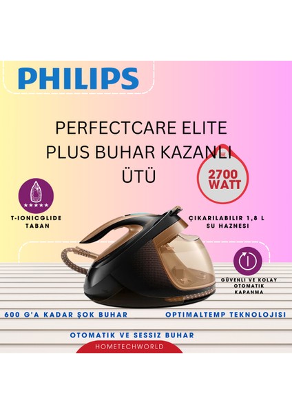 Phılıps Isı Ayarı Gerektirmeyen ,akıllı Otomatik BUHAR,GC9682/80 Perfectcare Elite Plus Buhar Kazanlı Ütü [enerji Sınıfı A]