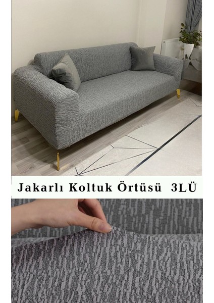 Jakarlı Koltuk Kanepe Chester Örtüsü Koltuk Kılıfı 3 Kişilik Bir Adet