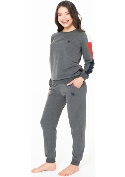 20115 Kadın Antrasıt Melanj Yuvarlak Yaka Uzun Kollu Pijama Takımı fiyatları