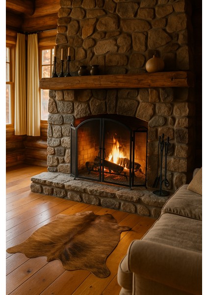 %100 Hakiki Dana Derisi Post Halı – Kahverengi (70X90 Cm)