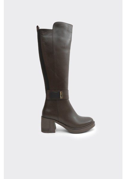 Hakiki Deri Kalın Topuklu Kadın Çizme