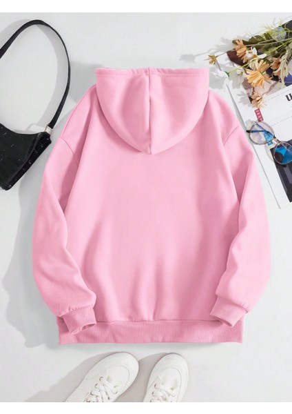 Kadın Baskılı Sweatshırt Kapüşonlu Oversize 3 Iplik Pamuklu fiyatları