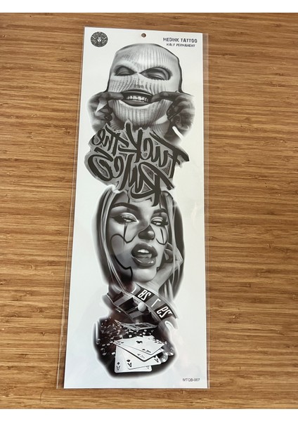 Şans 1 Hafta Kalıcı Tam Kol Bacak Yapıştırma Geçici Dövme 46 cm