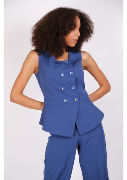 Aller Yelek & Bol Paça Pantolon Takım-Indigo fırsatları