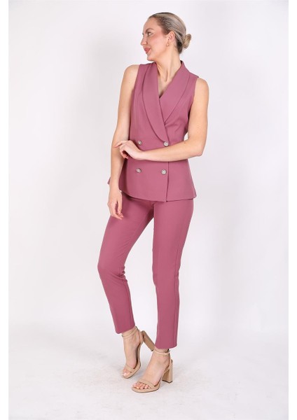 Abiye Yelek & Boru Paça Pantolon Takım-Rose modelleri