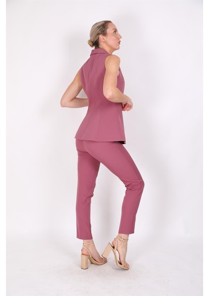 Abiye Yelek & Boru Paça Pantolon Takım-Rose fırsatları