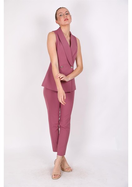 Abiye Yelek & Boru Paça Pantolon Takım-Rose indirimleri