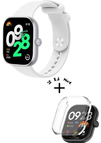 Xiaomi Redmi Watch 4 / 5 Uyumlu Yumuşak Silikon Kordon + Kasa ve Ekran Koruyucu
