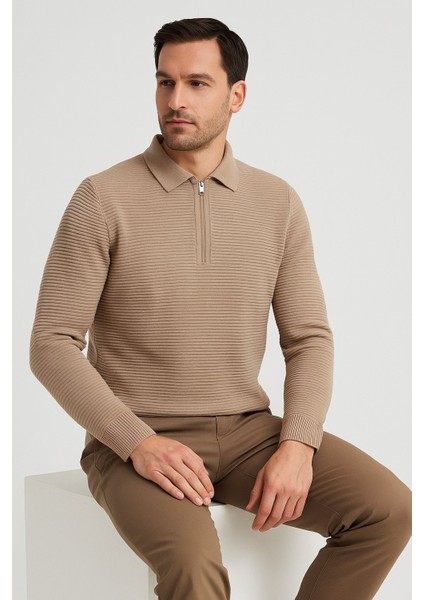 Erkek Fermuarlı Polo Yaka Kazak 732 modelleri