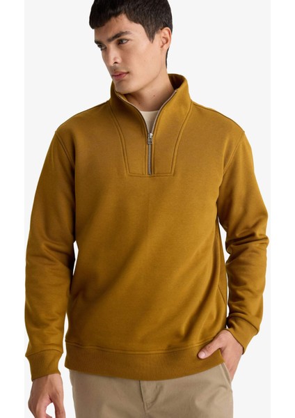 Regular Fit Yarım Balıkçı Yaka Fermuarlı Kalın Sweatshirt F4136AX25AU