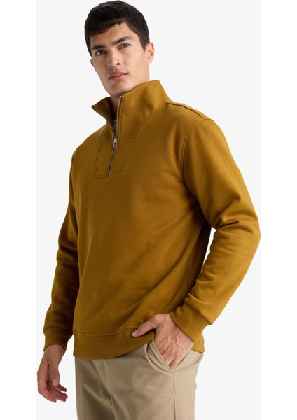 Regular Fit Yarım Balıkçı Yaka Fermuarlı Kalın Sweatshirt F4136AX25AU indirimleri
