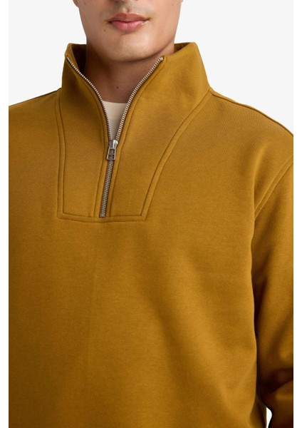 Regular Fit Yarım Balıkçı Yaka Fermuarlı Kalın Sweatshirt F4136AX25AU