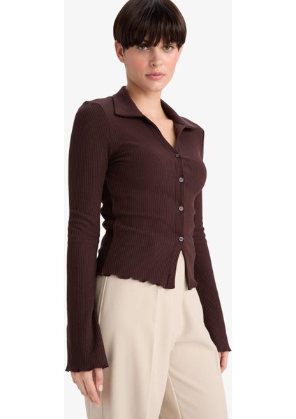 Fitted Polo Yaka Fitilli Kaşkorse Hırka G3057AX25WN modelleri