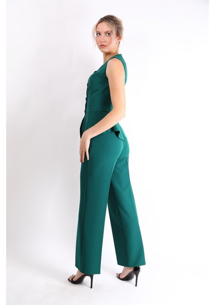 Aller Yelek & Bol Paça Pantolon Takım-Zümrüt modelleri