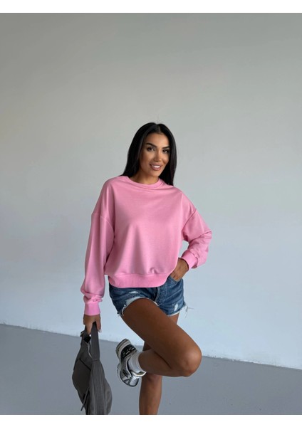 2 Iplik Bisiklet Yaka Sweat Pembe fırsatları