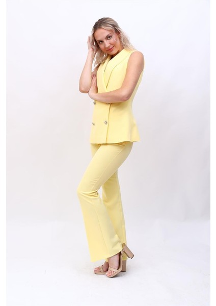 Abiye Yelek & Ispanyol Paça Pantolon Takım-Sarı fiyatları