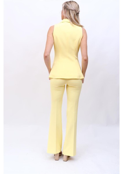 Abiye Yelek & Ispanyol Paça Pantolon Takım-Sarı fırsatları